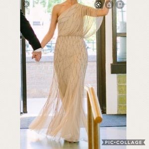 Adrianna Papell Beaded One-Shoulder Gown